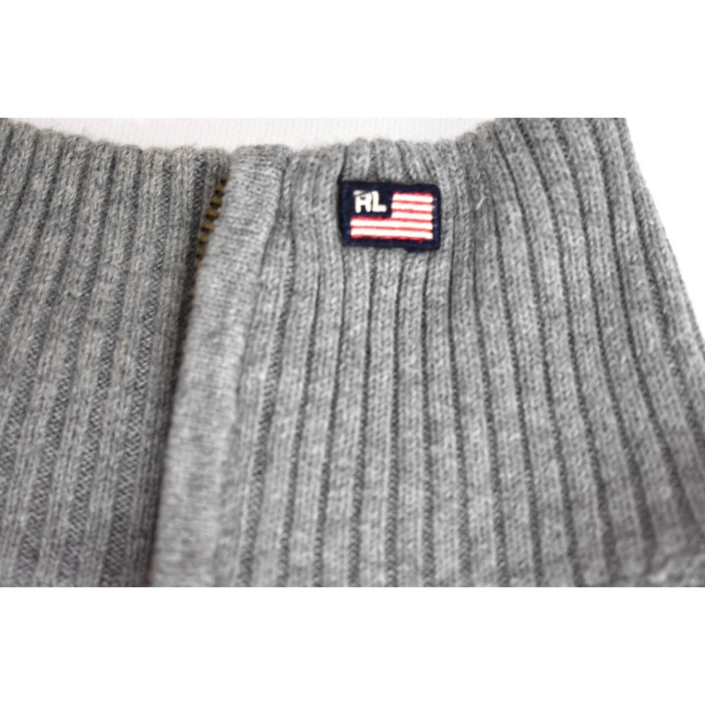 Polo Ralph Lauren MFG Mens Sweater 1/4 Zip Gray White Striped Pullover Cotton XL - Picture 5 of 9